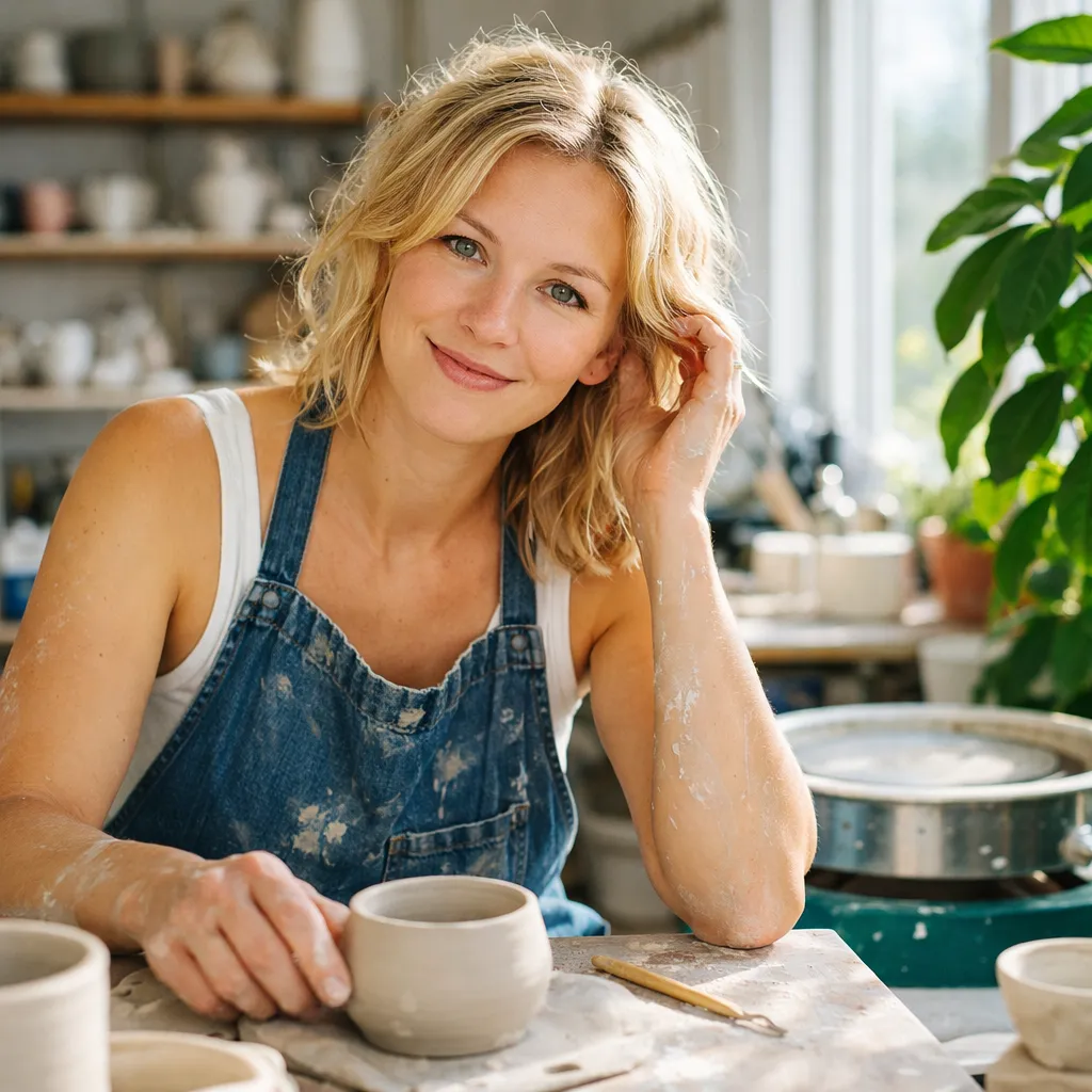 Portrait of Elin Sandberg in her ceramics studio