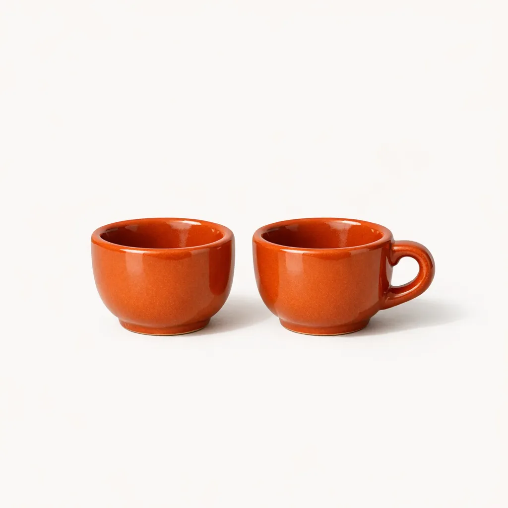 Two terracotta glazed espresso cups